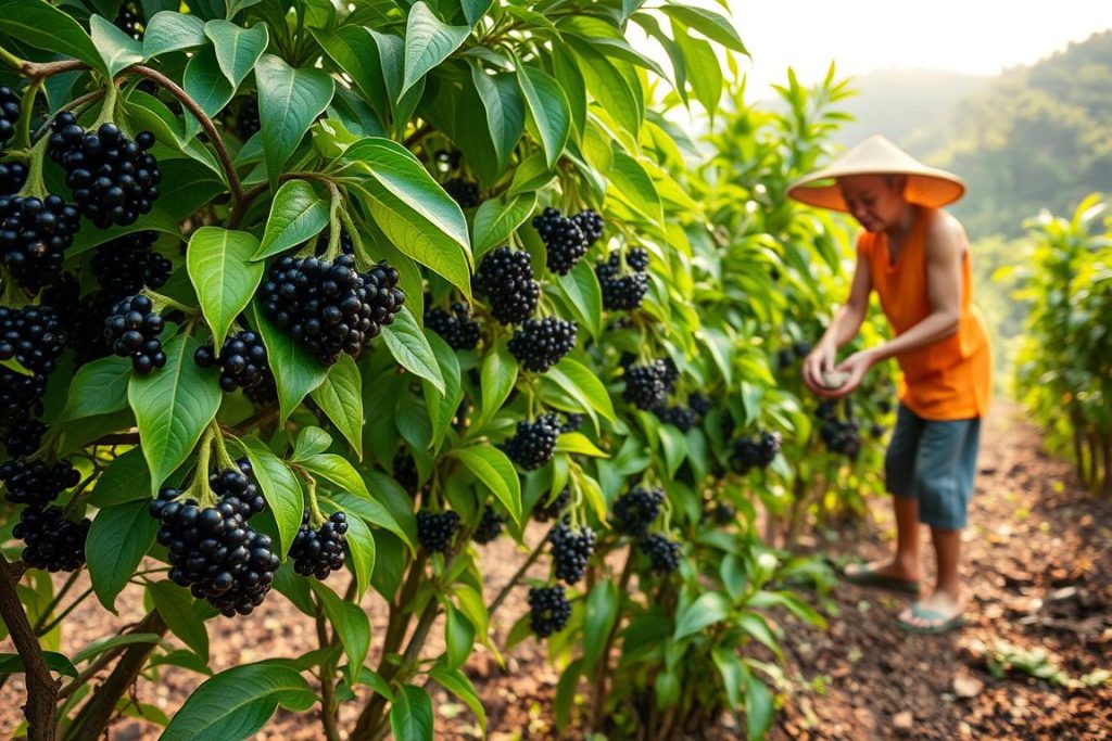 peppercorn harvesting