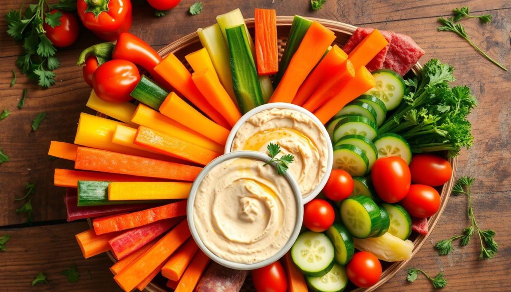 Healthy Vegetable Crudités with Hummus