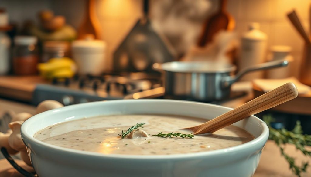 Creamy Mushroom Soup Cooking Steps