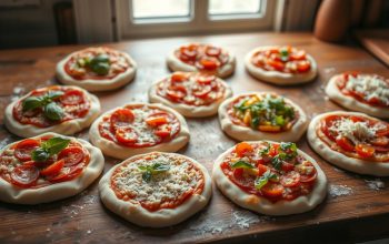 Mini Pizzas with Various Toppings