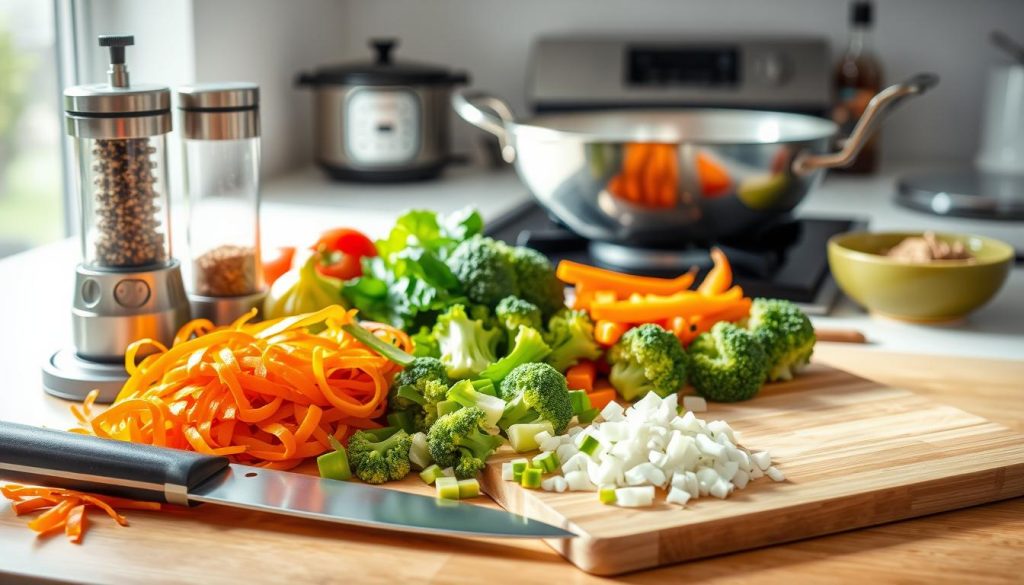 Stir-Fry Kitchen Tools and Meal Prep Setup